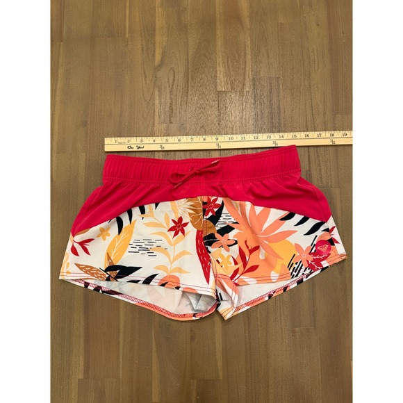 Roxy Womens Tropical Floral Board Shorts Pink Orange Size Medium Drawstring Swim - Picture 3 of 7